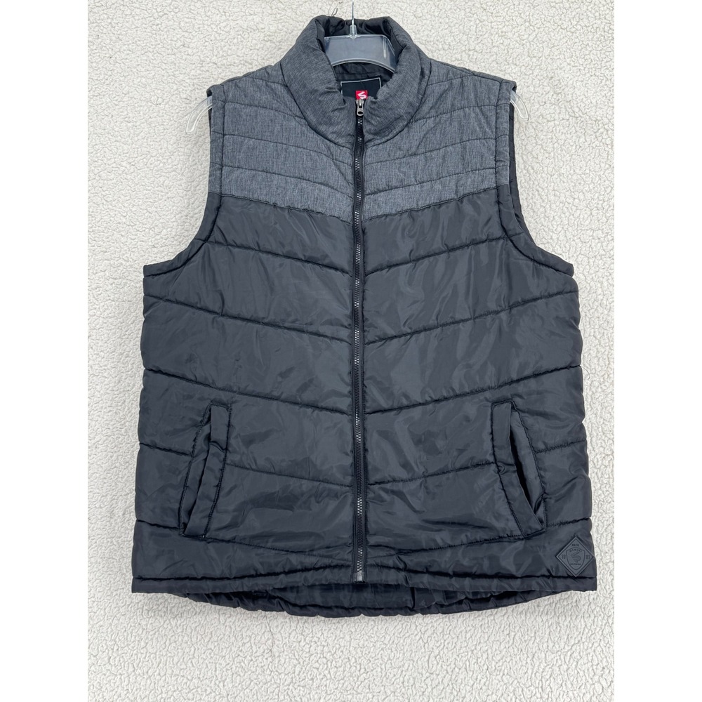 Southpole Men Size L 2 Tone Black Puffer Vest Full Zip Sleeveless Jacket
